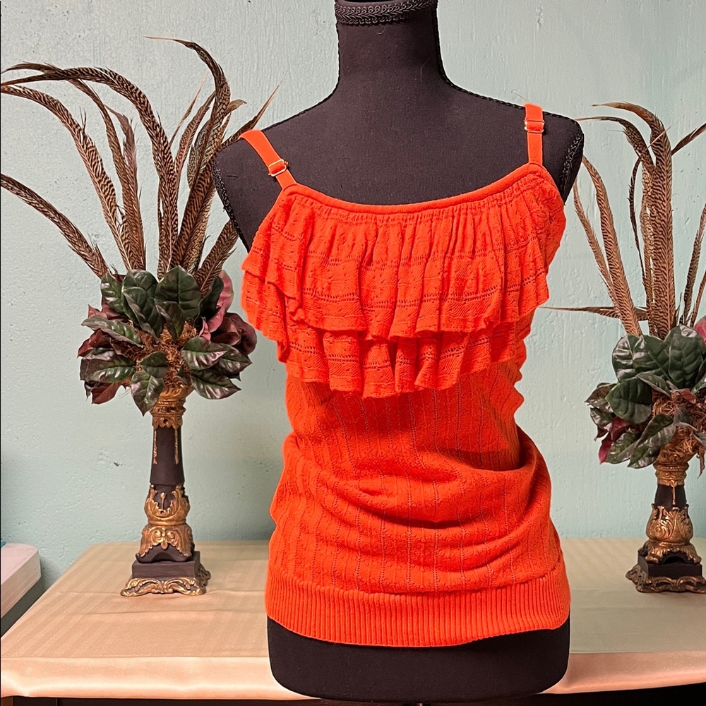 Cache Vibrant Orange Ruffled CamisoleSummer Time